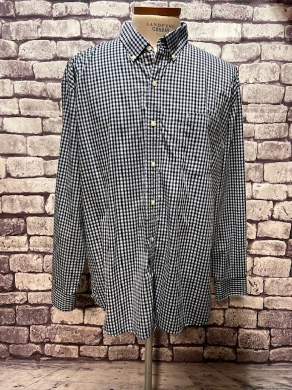 Izod Men's Blue On Blue Check Button Down Size XXL